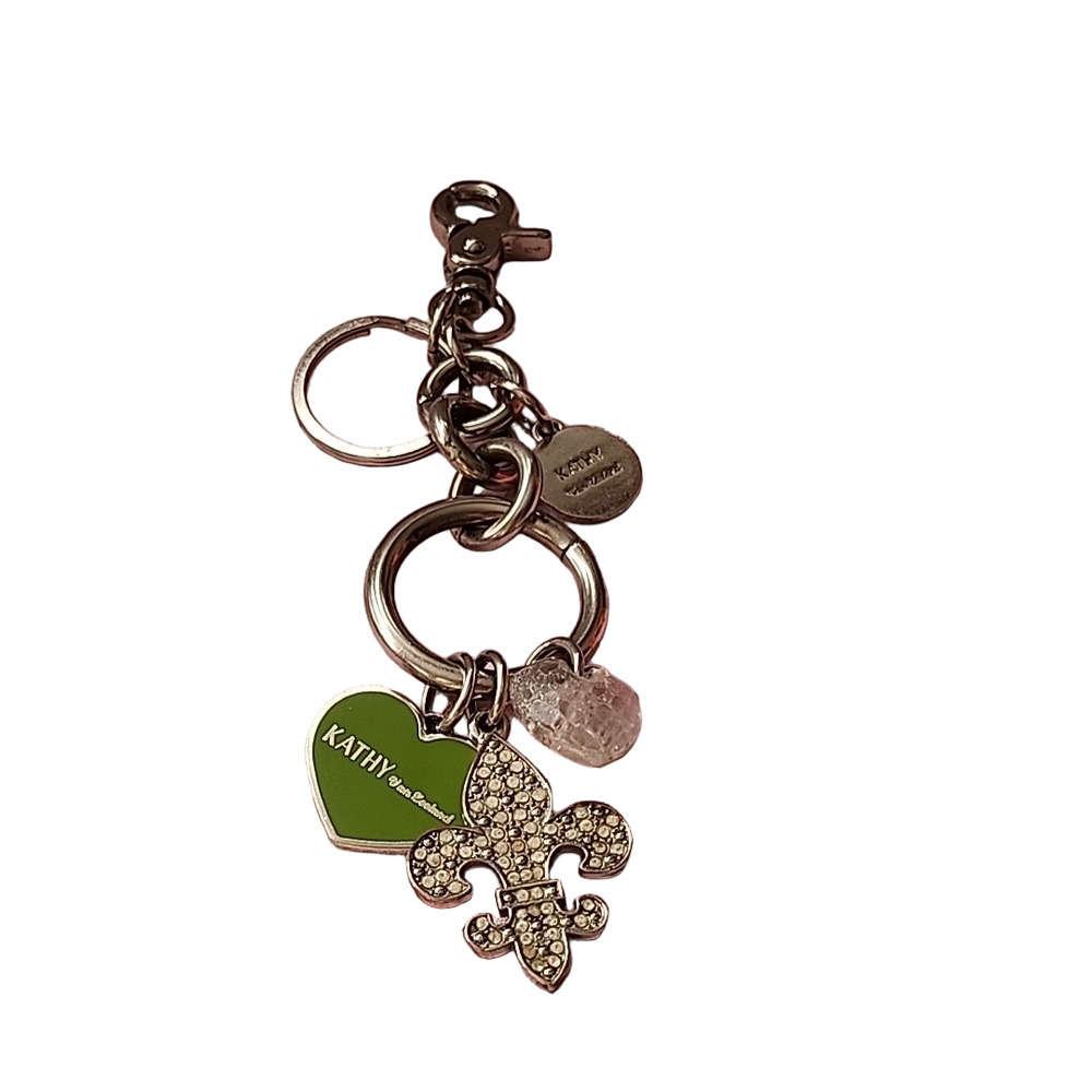 Kathy Van Zeeland Silver and Green Keychain/ Bag Charm Used